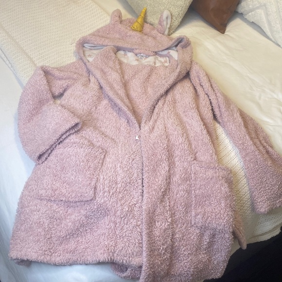 🦄 ARDENE - Pink Sparkly Unicorn Hooded Housecoat-Robe 🦄 - Size Small - Picture 1 of 4
